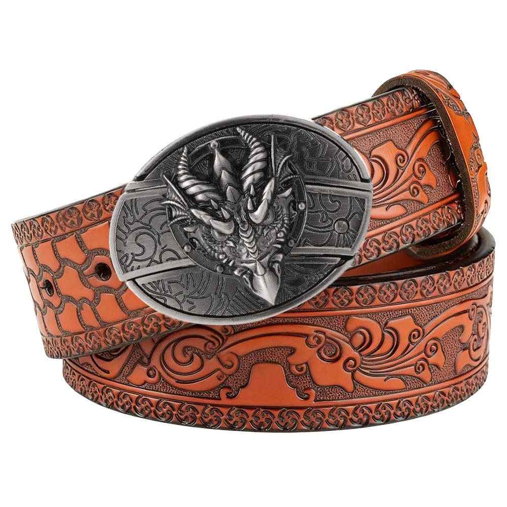 Embossed Brown Leather Western Utility Belt