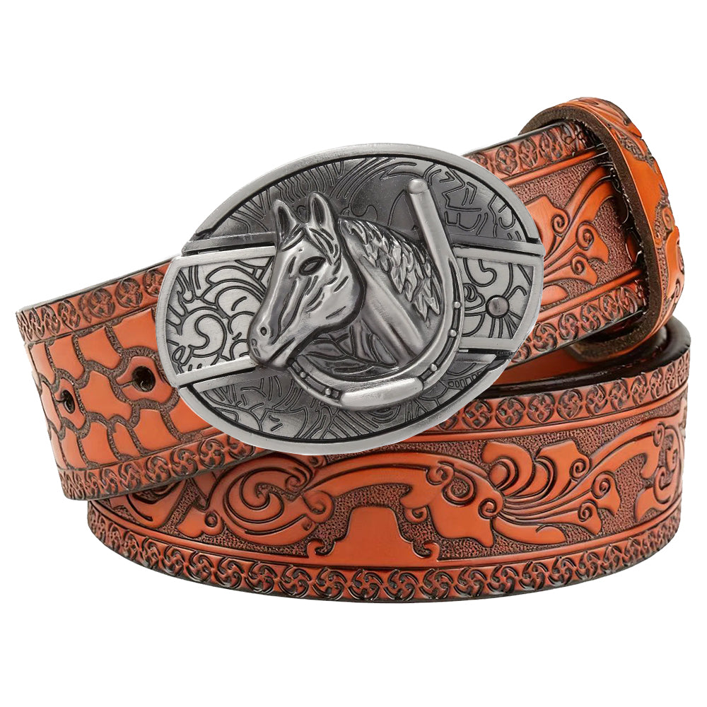Embossed Brown Leather Western Utility Belt