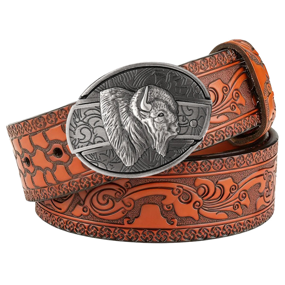 Embossed Brown Leather Western Utility Belt