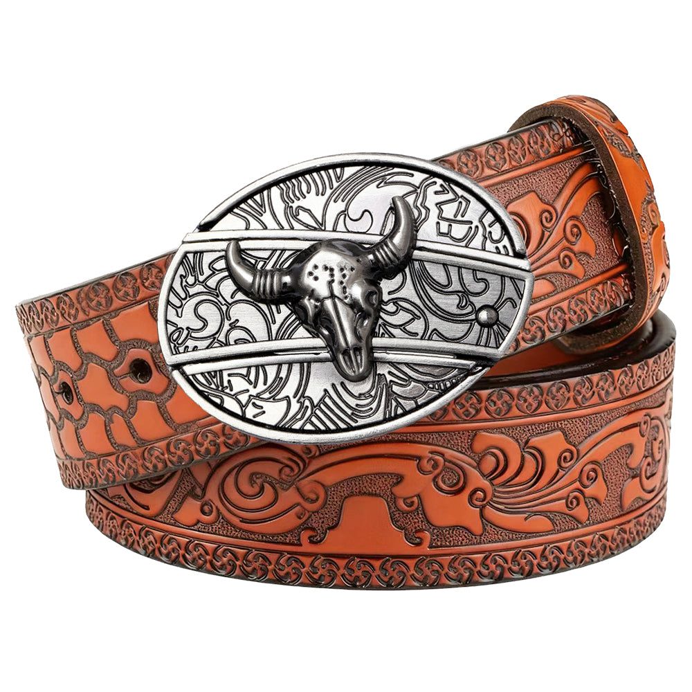 Embossed Brown Leather Western Utility Belt