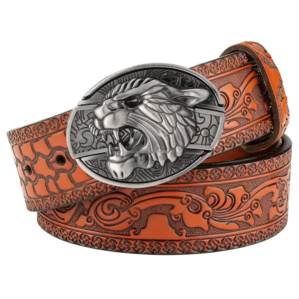 Embossed Brown Leather Western Utility Belt