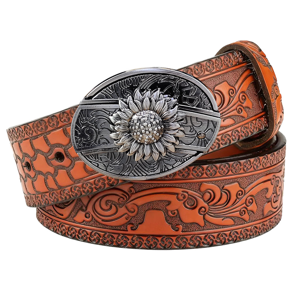 Embossed Brown Leather Western Utility Belt
