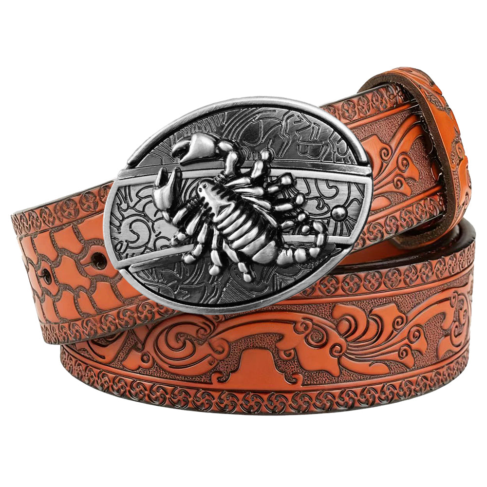 Embossed Brown Leather Western Utility Belt