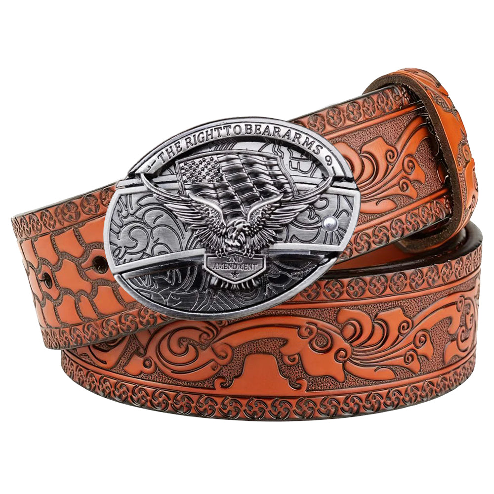 Embossed Brown Leather Western Utility Belt