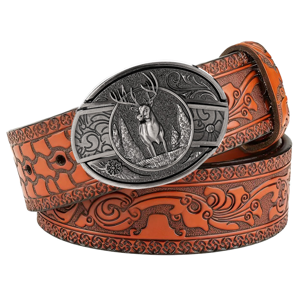 Embossed Brown Leather Western Utility Belt