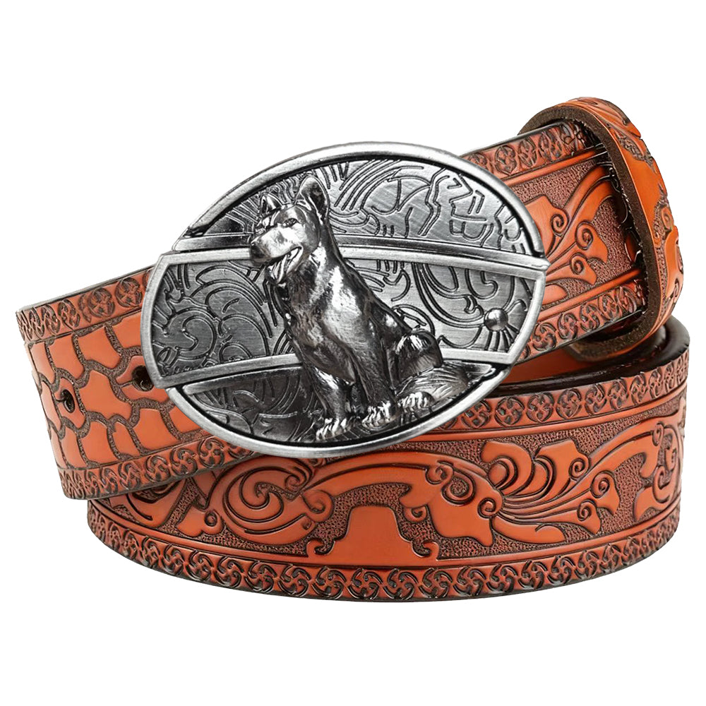Embossed Brown Leather Western Utility Belt