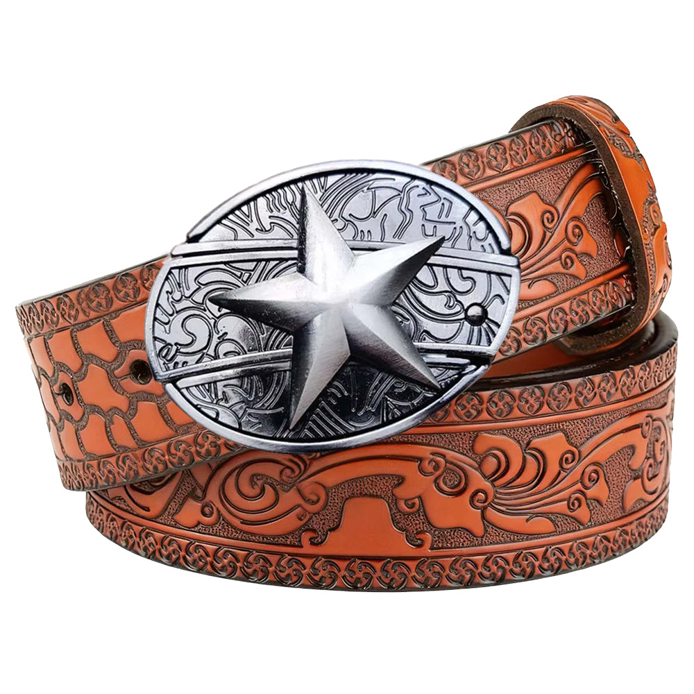 Embossed Brown Leather Western Utility Belt