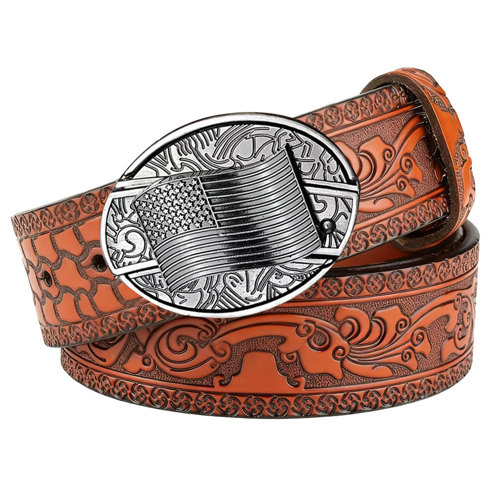 Embossed Brown Leather Western Utility Belt