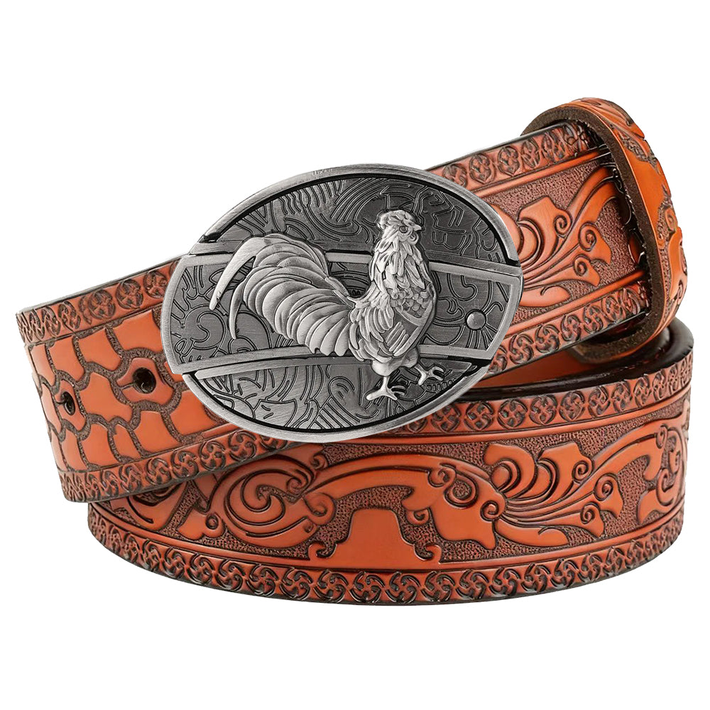 Embossed Brown Leather Western Utility Belt