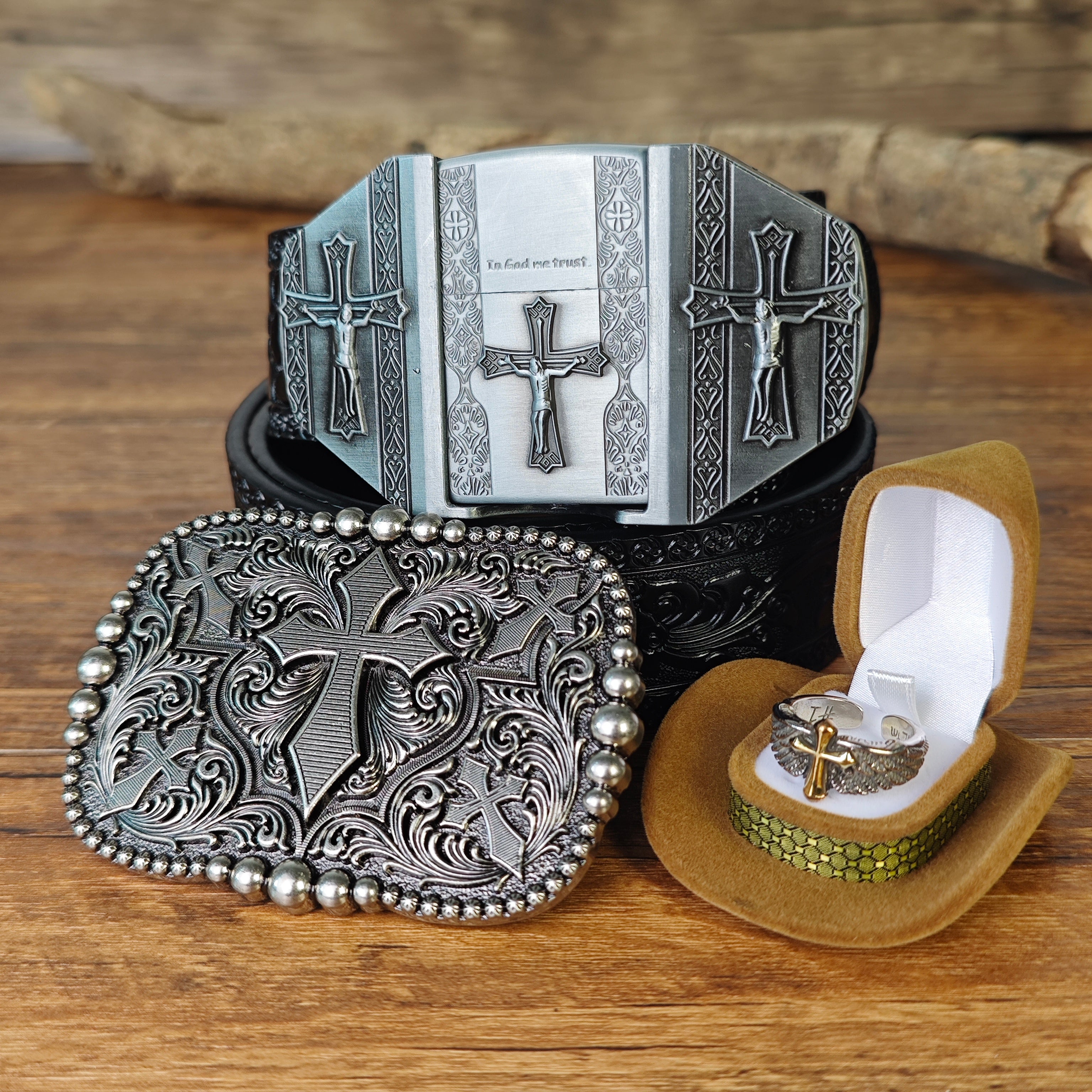 Christian Cross Gift Set In God We Trust Hidden Lighter