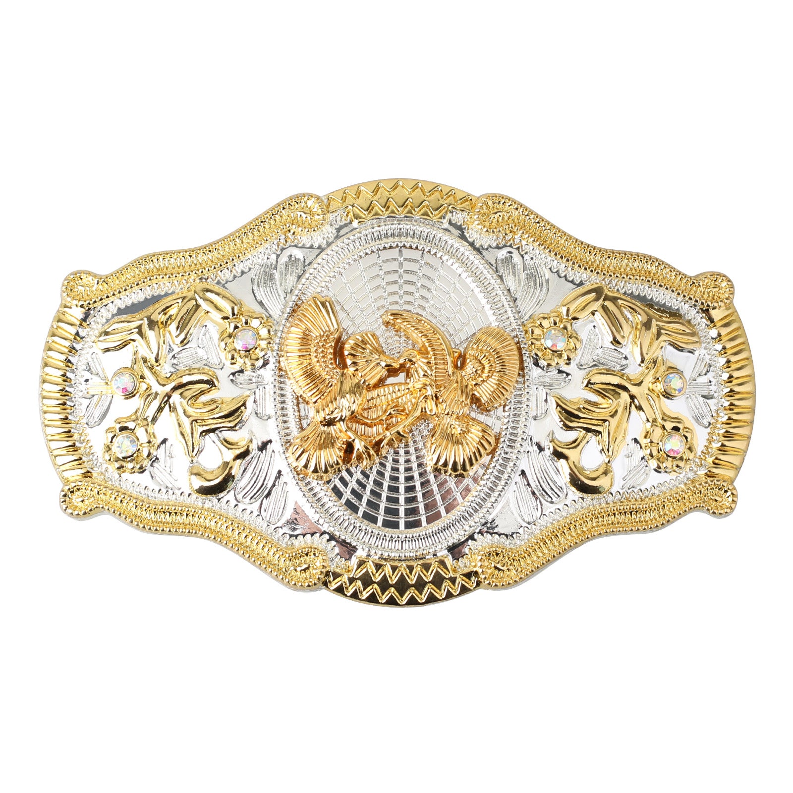 Western Cowboy 3D Relief Gold & Silver Two-Tone Belt Buckle