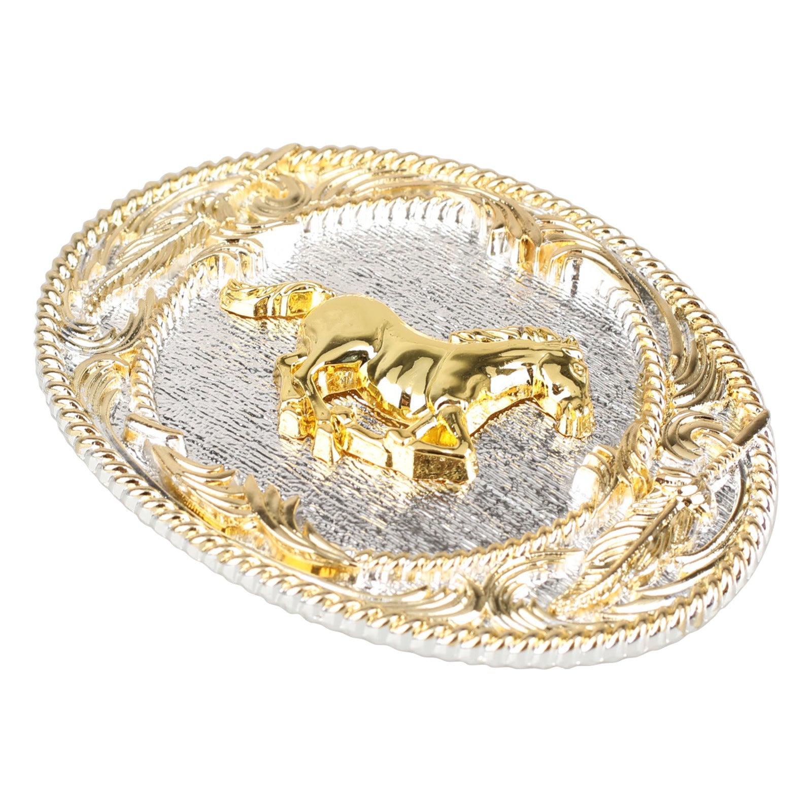 Western Belt Buckle Gold Silver Oval