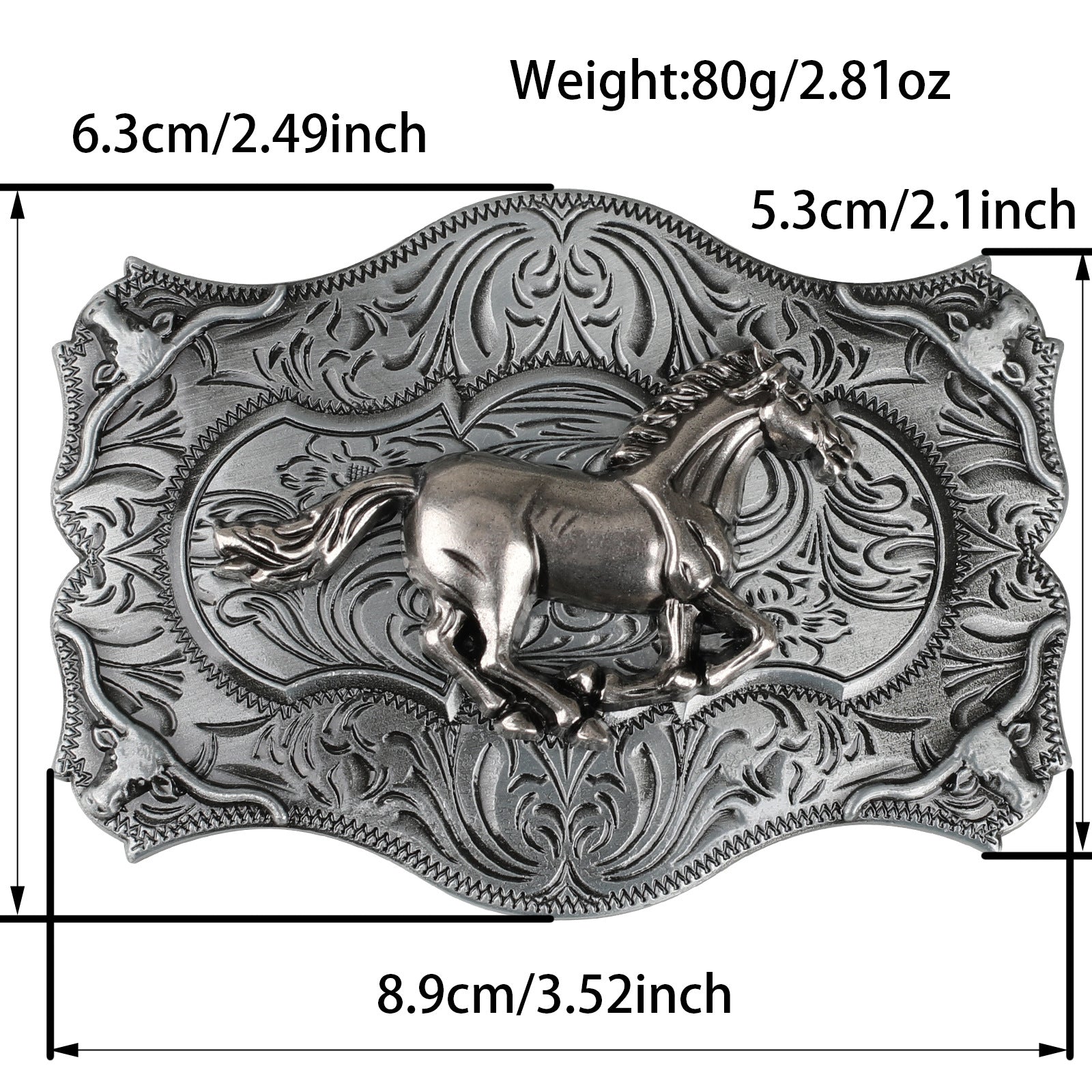 Antique Silver Western Belt Buckle for Cowboy Cowgirl