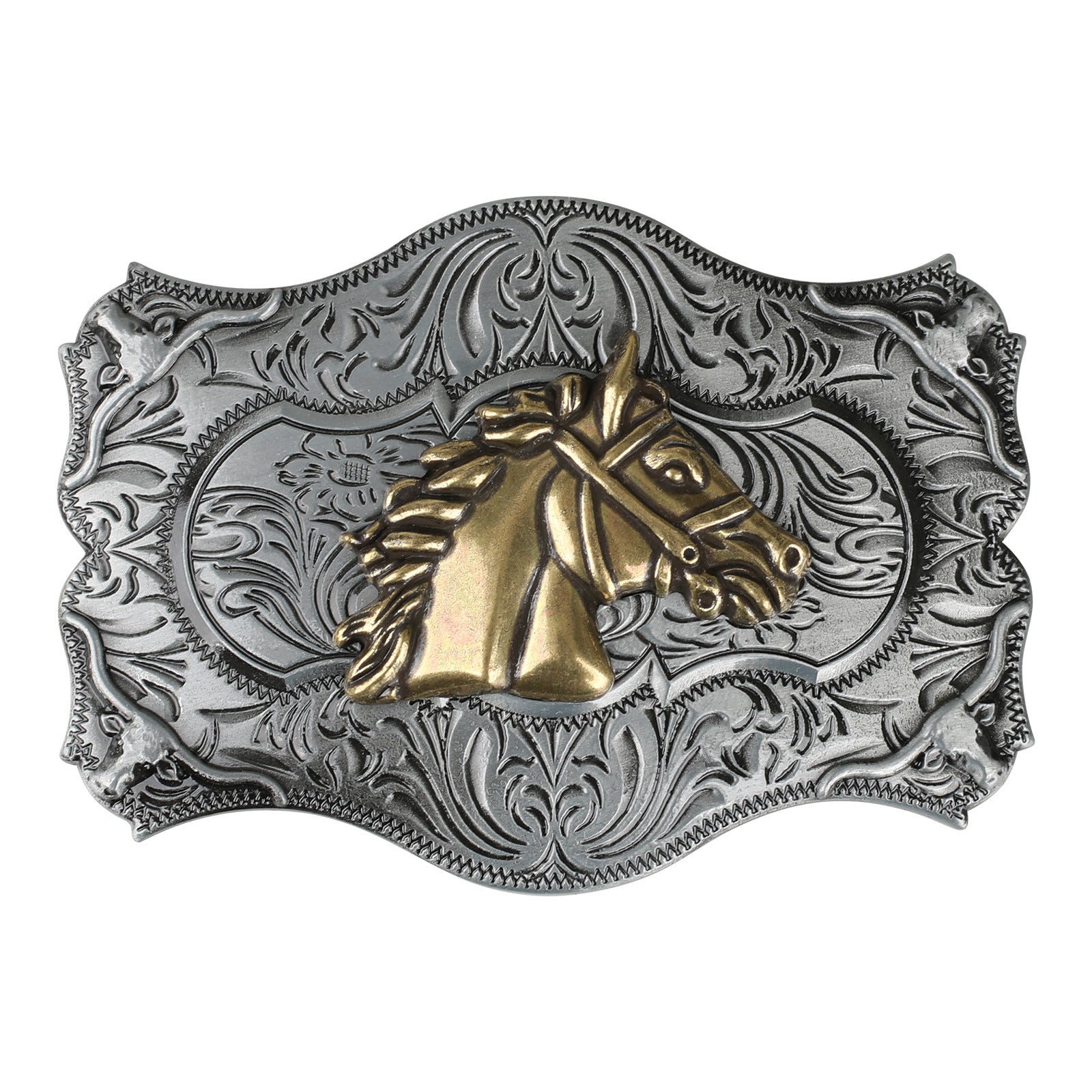 Antique Silver Western Belt Buckle for Cowboy Cowgirl