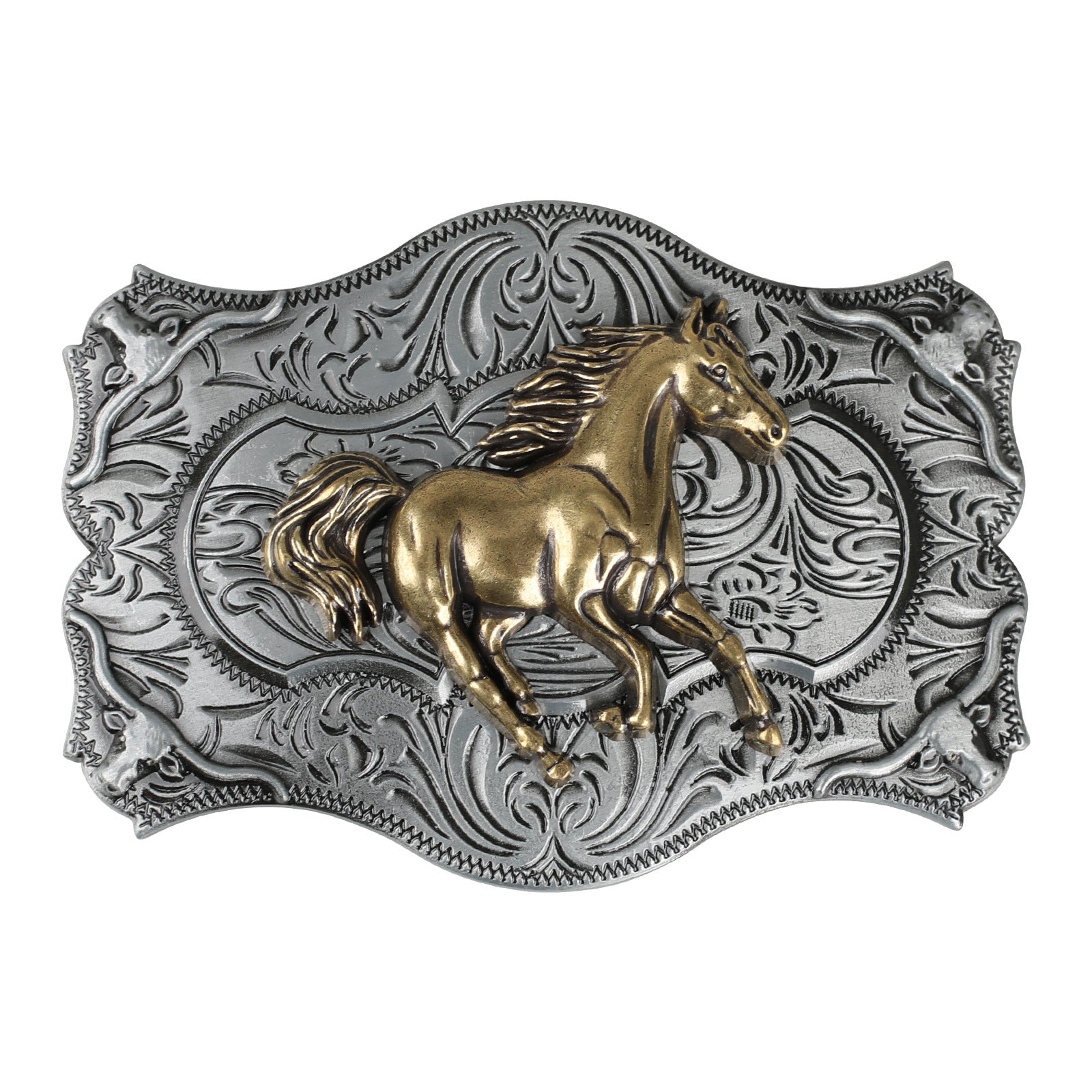 Antique Silver Western Belt Buckle for Cowboy Cowgirl