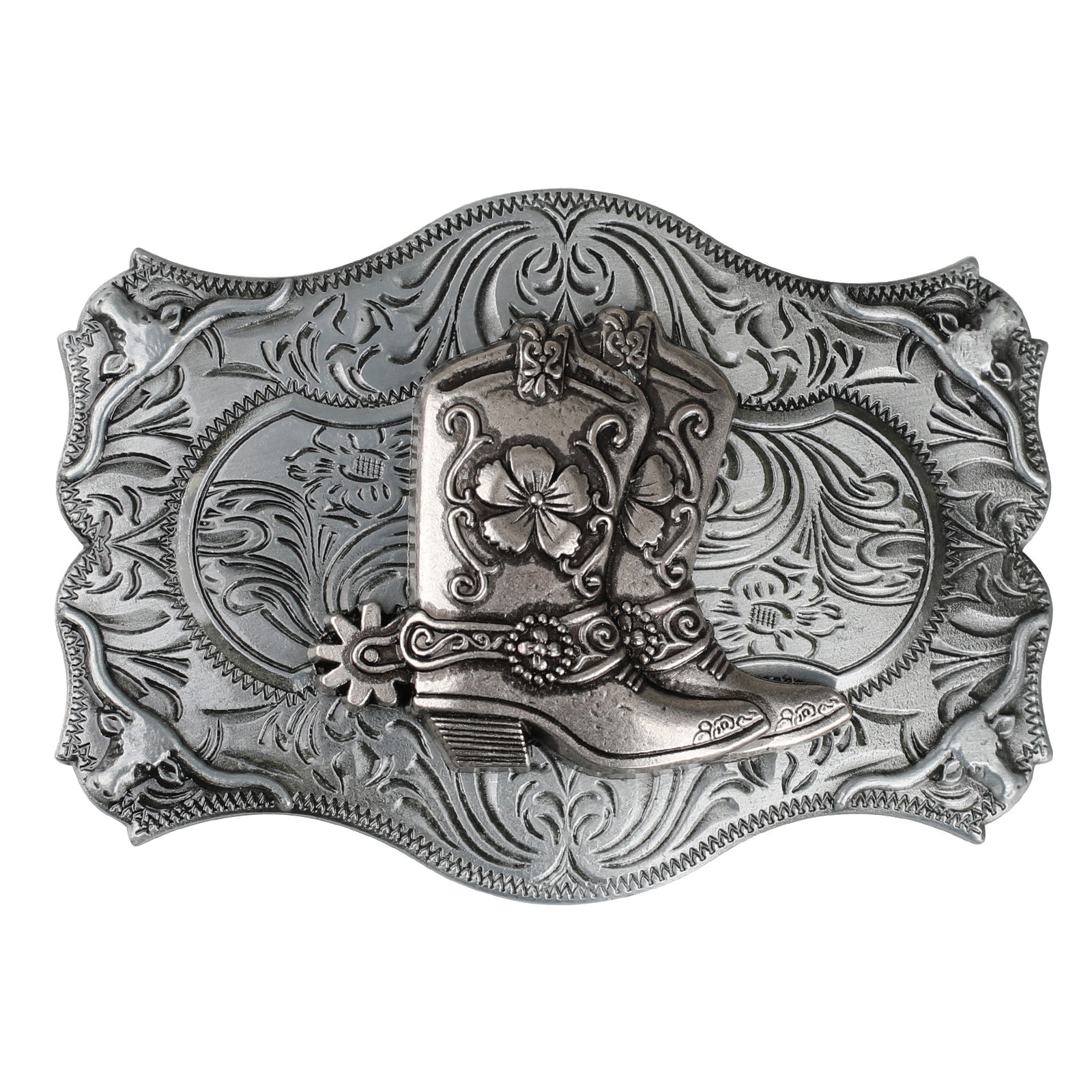 Antique Silver Western Belt Buckle for Cowboy Cowgirl
