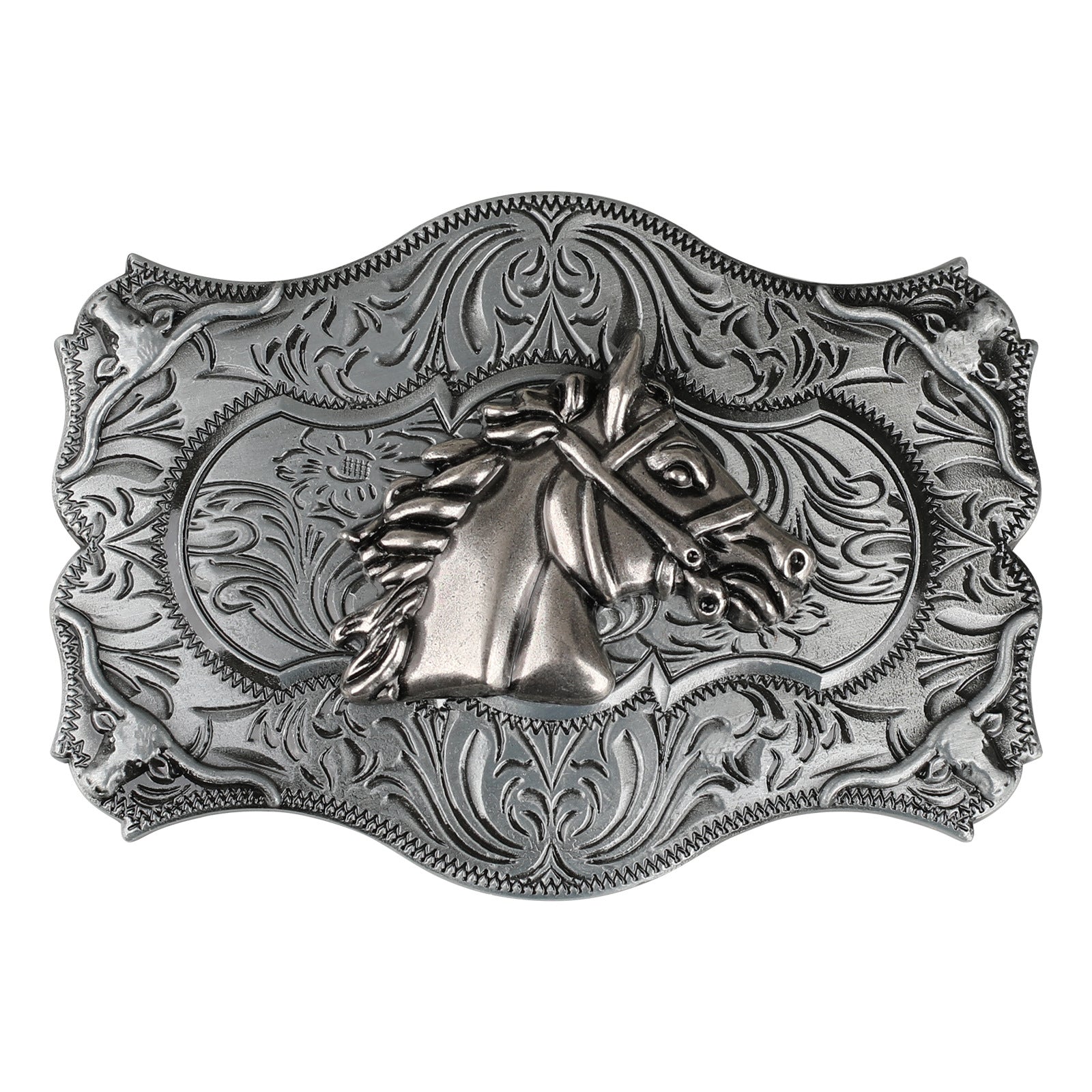Antique Silver Western Belt Buckle for Cowboy Cowgirl