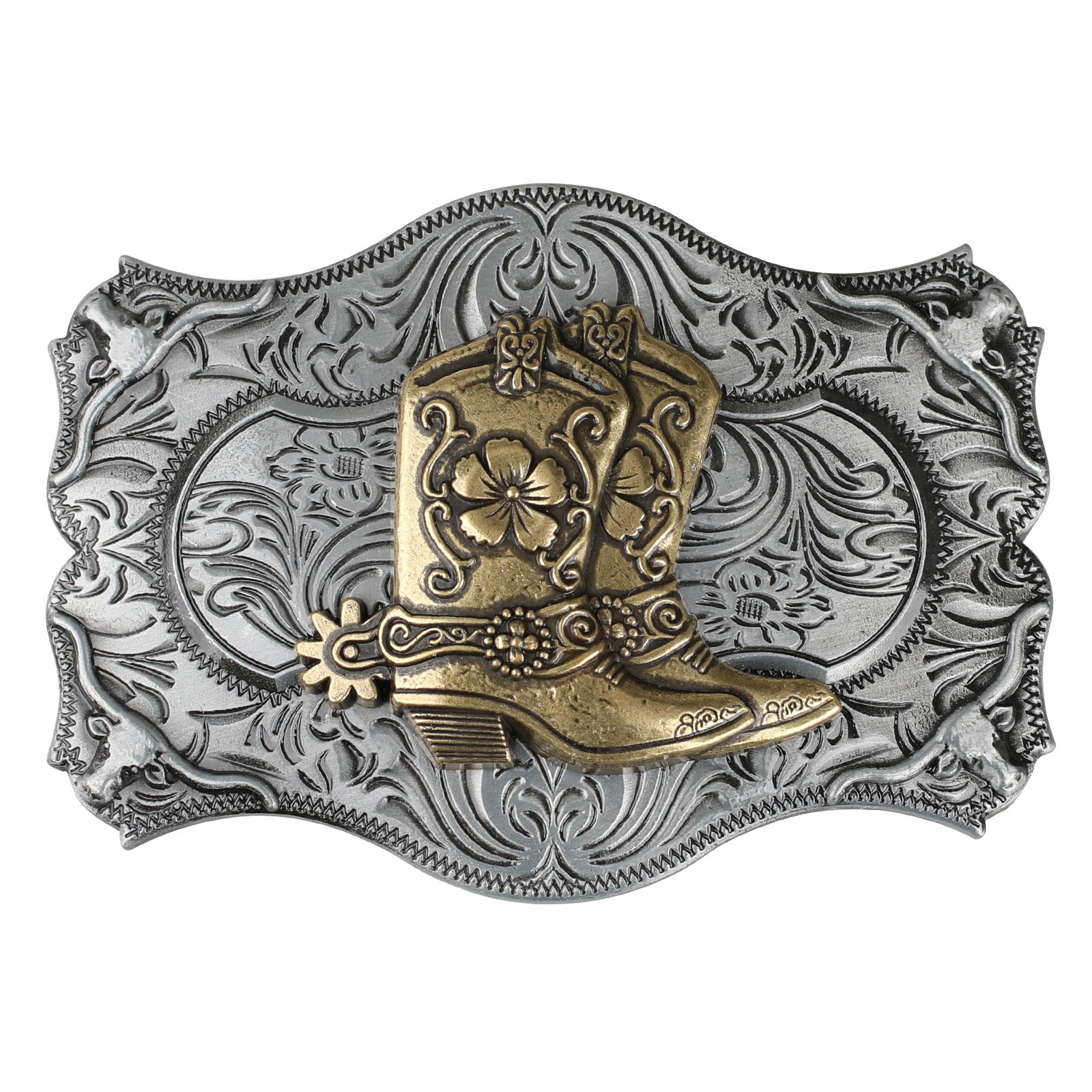 Antique Silver Western Belt Buckle for Cowboy Cowgirl