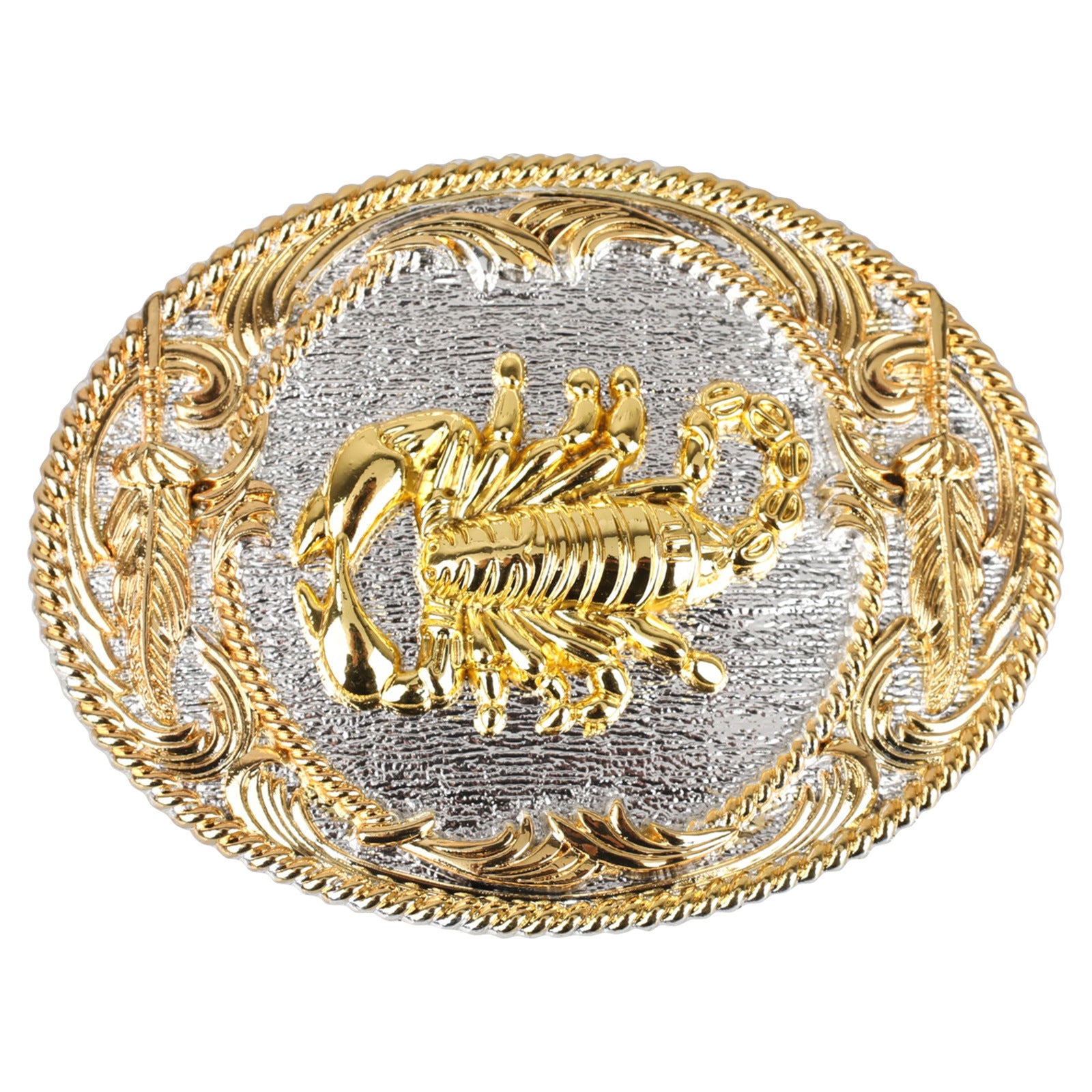Western Belt Buckle Gold Silver Oval