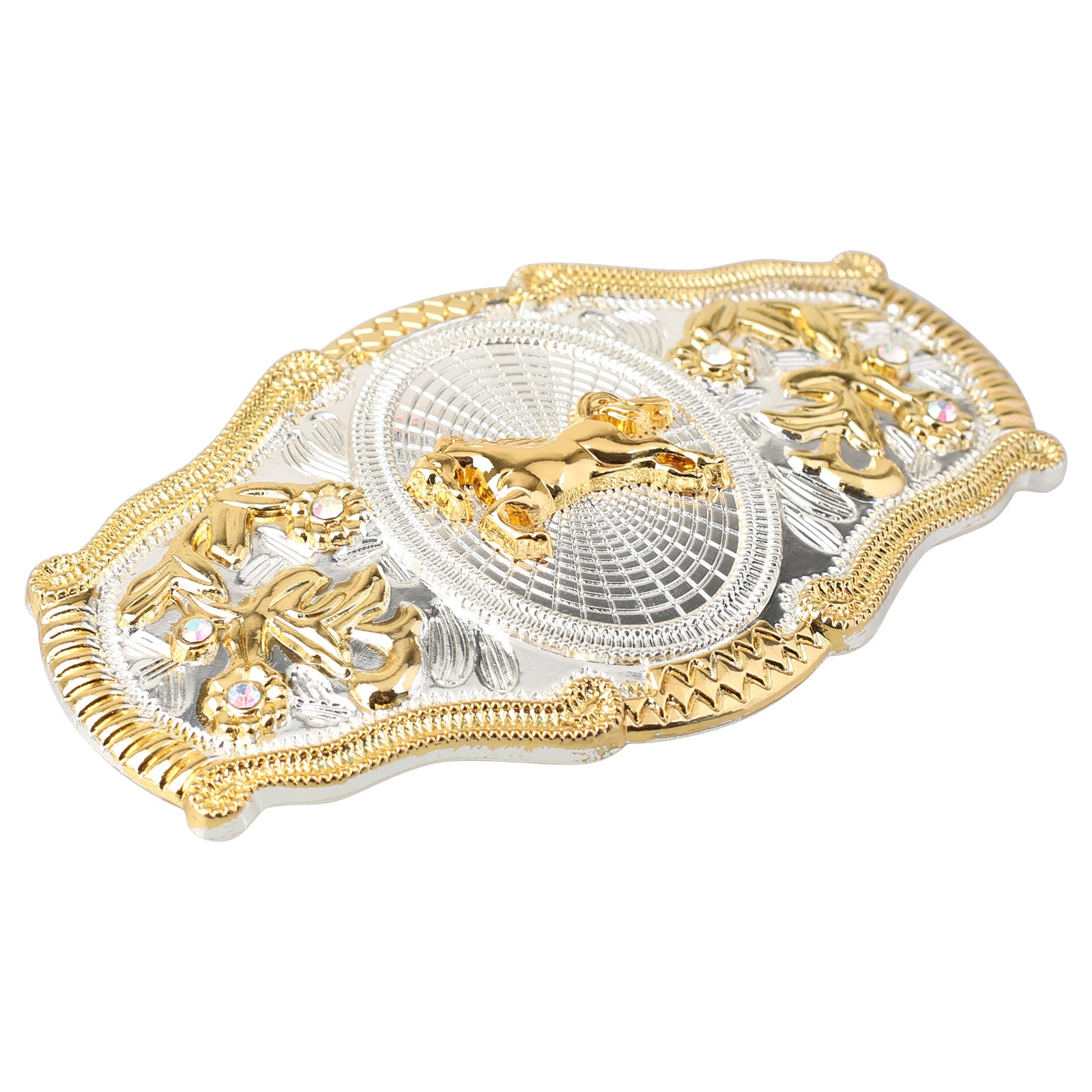 Western Cowboy 3D Relief Gold & Silver Two-Tone Belt Buckle