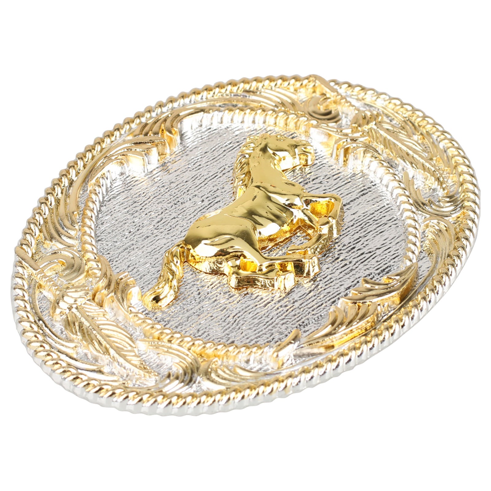 Western Belt Buckle Gold Silver Oval