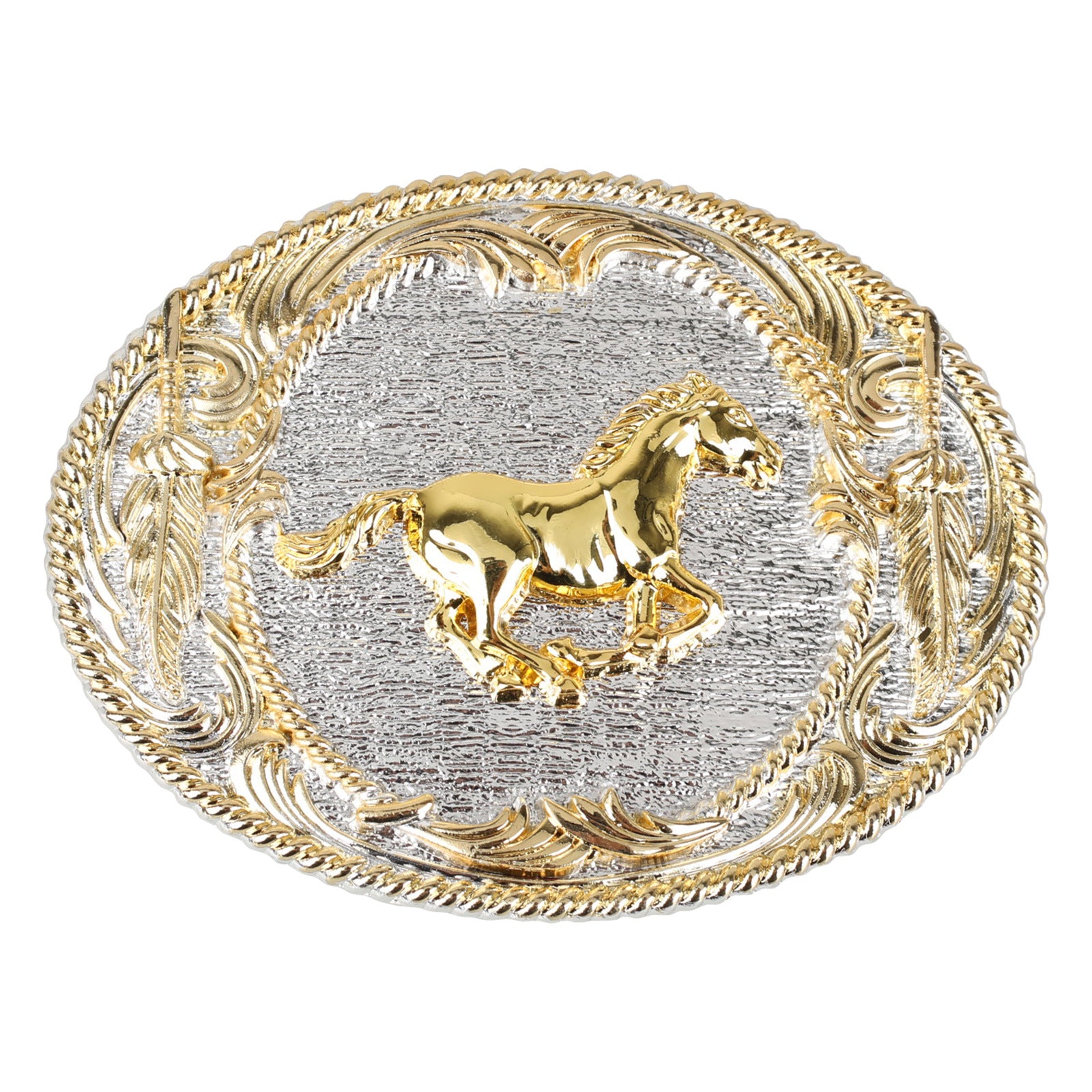 Western Belt Buckle Gold Silver Oval