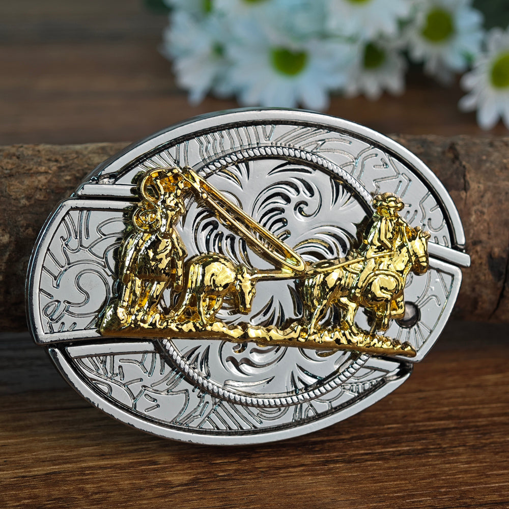 Rodeo Cowboy Belt Buckle Silver