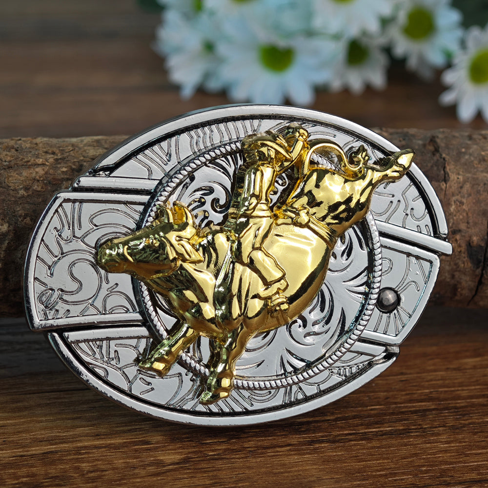 Rodeo Cowboy Belt Buckle Silver