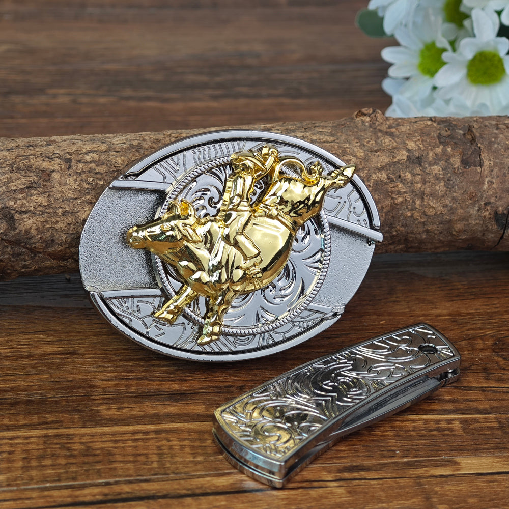 Rodeo Cowboy Belt Buckle Silver