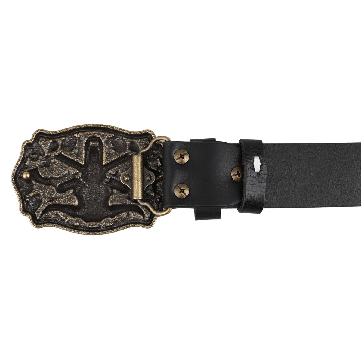Western Belt with Antique Gold Bull Skull Buckle