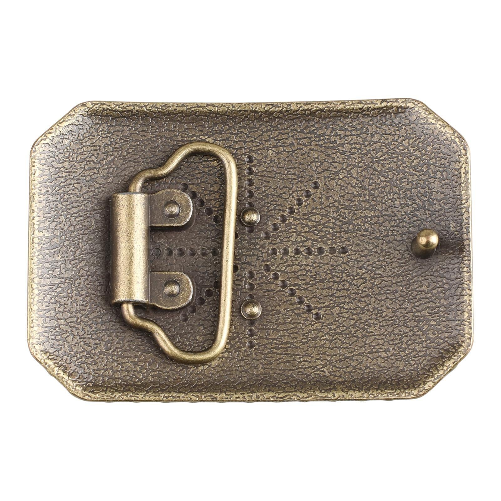 Western Longhorn Bull Belt Buckle Antique Bronze Floral Square Cowboy