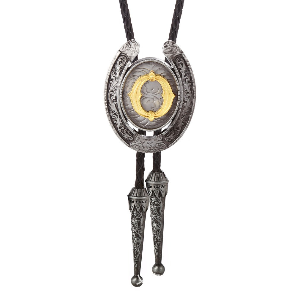 Western Horseshoe Initial Bolo Tie A to Z