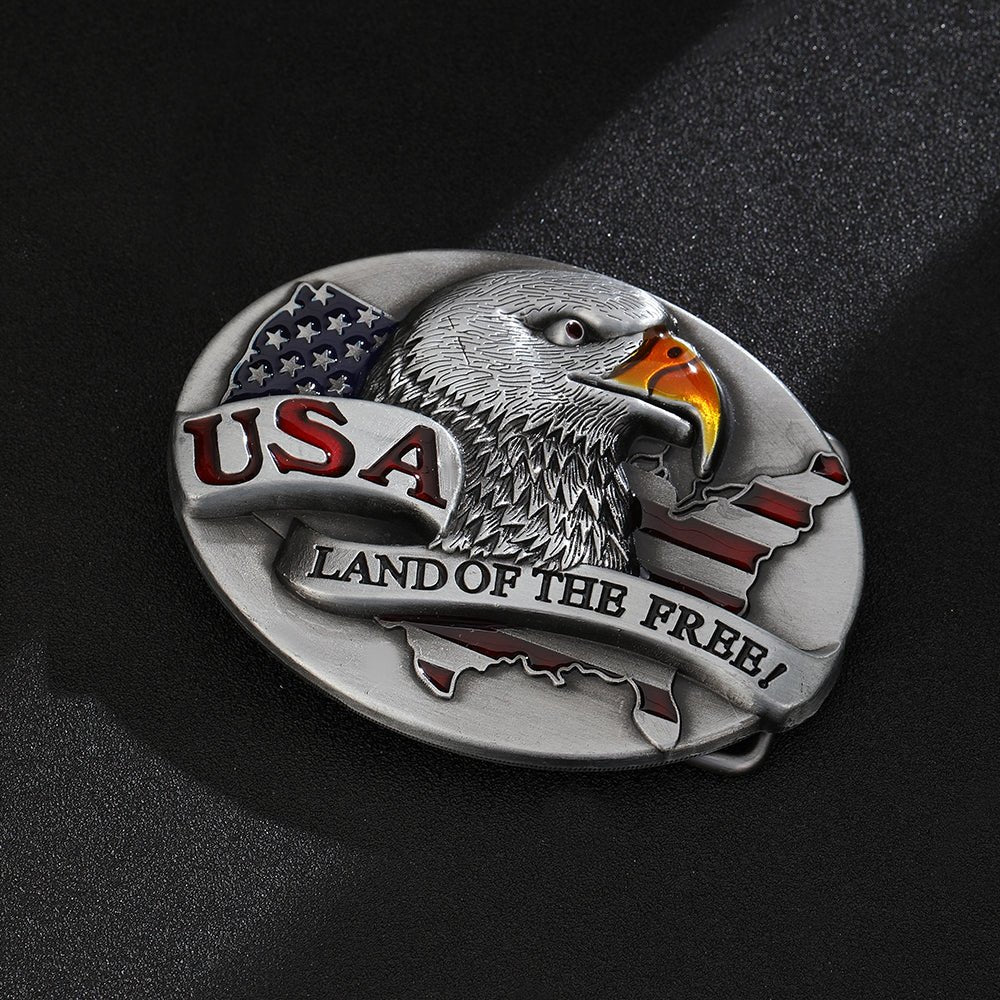 American Bald Eagle USA Flag Belt Buckle - CowderryBelt BucklesSilver