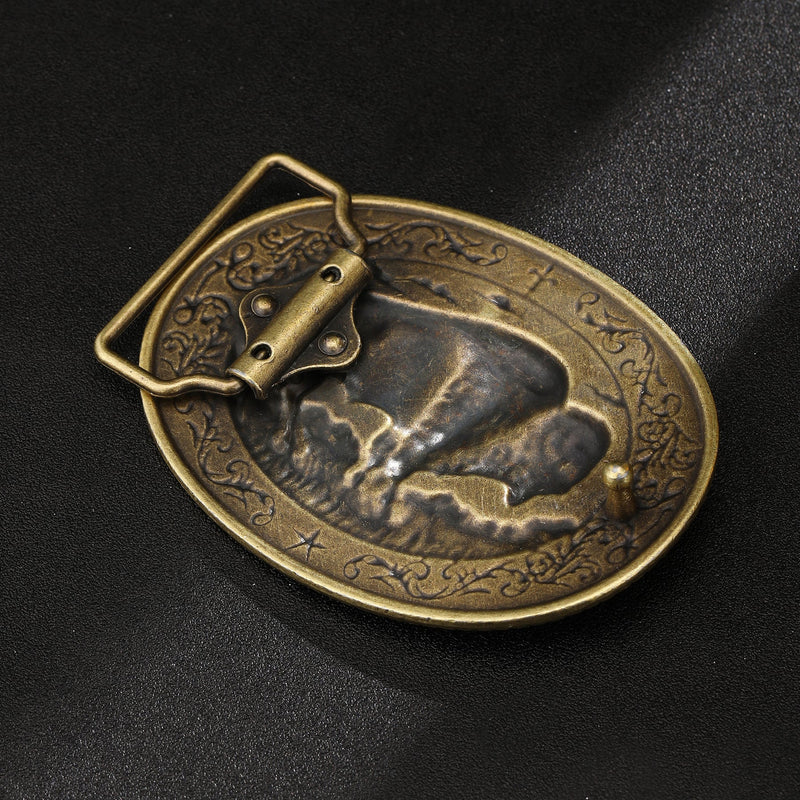 Vintage Feather Belt with American Bison Buffalo Buckle