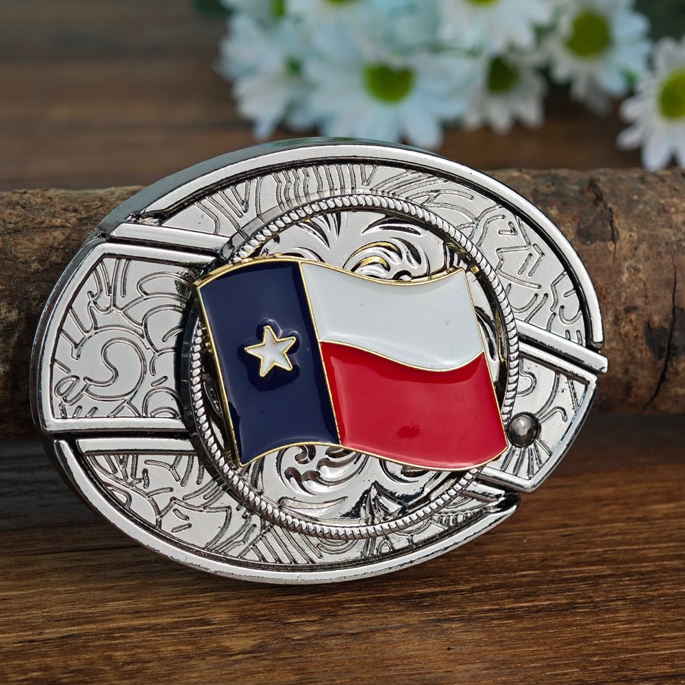 American Pride Patriotic White Cowboy Belt Buckle - CowderryBelt BucklesTexas Flag