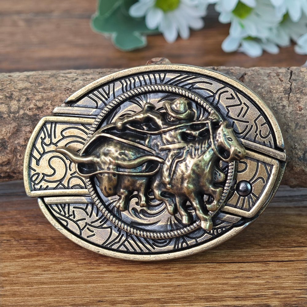 Antique Brass Rodeo Cowboy Buckle - CowderryBelt BucklesCalf Roper