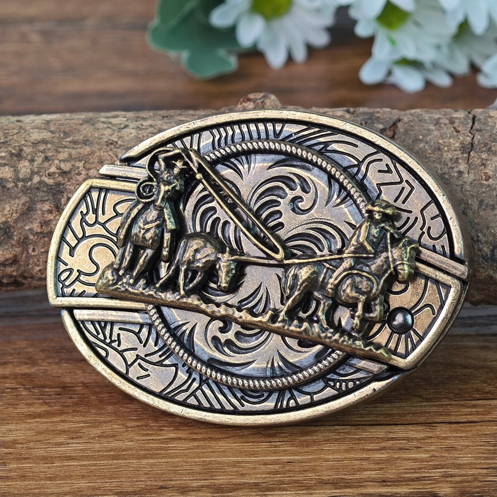 Antique Brass Rodeo Cowboy Buckle - CowderryBelt BucklesTeam Roper