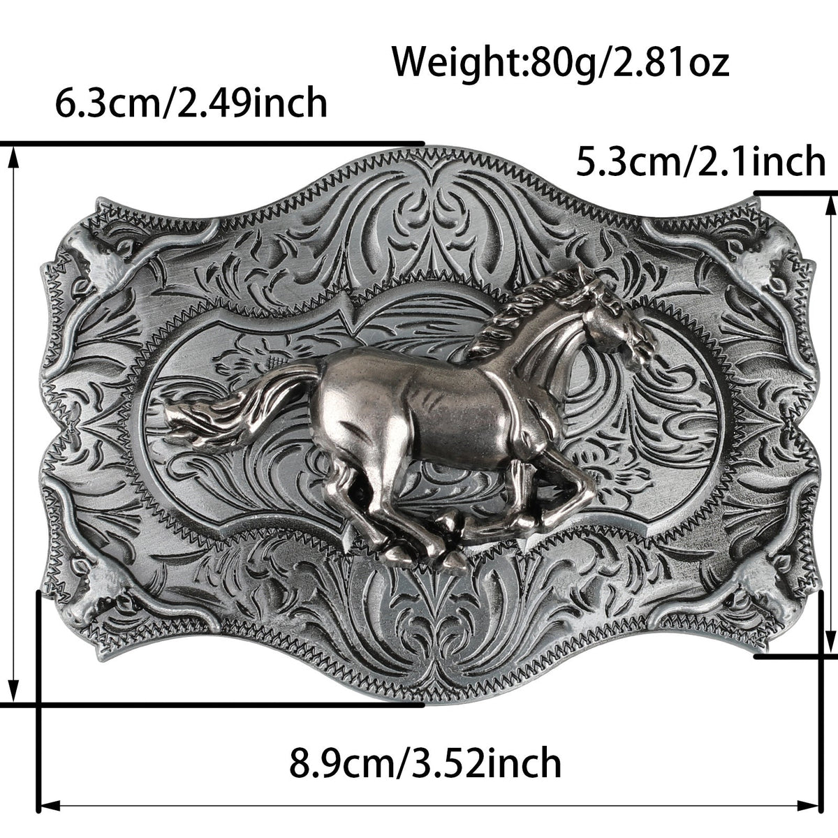 Antique Silver Western Belt Buckle for Cowboy Cowgirl - CowderryBelt BucklesHorse