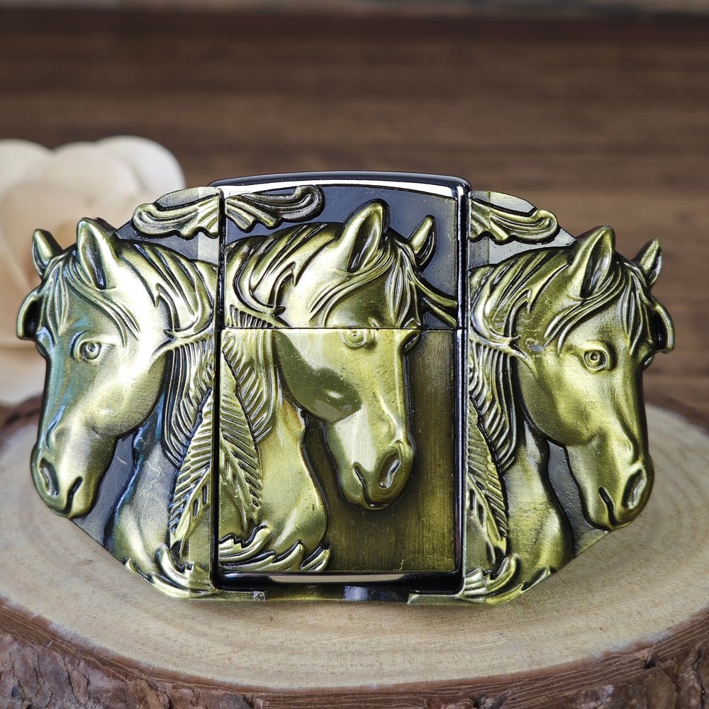 Belt Buckle with Lighter - CowderryBelt BucklesHorse Brown