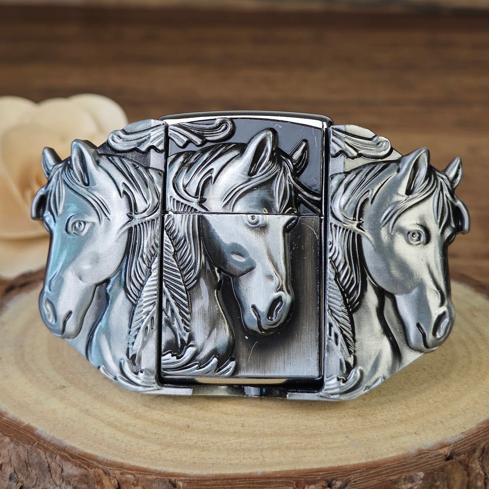 Belt Buckle with Lighter - CowderryBelt BucklesHorse Silver
