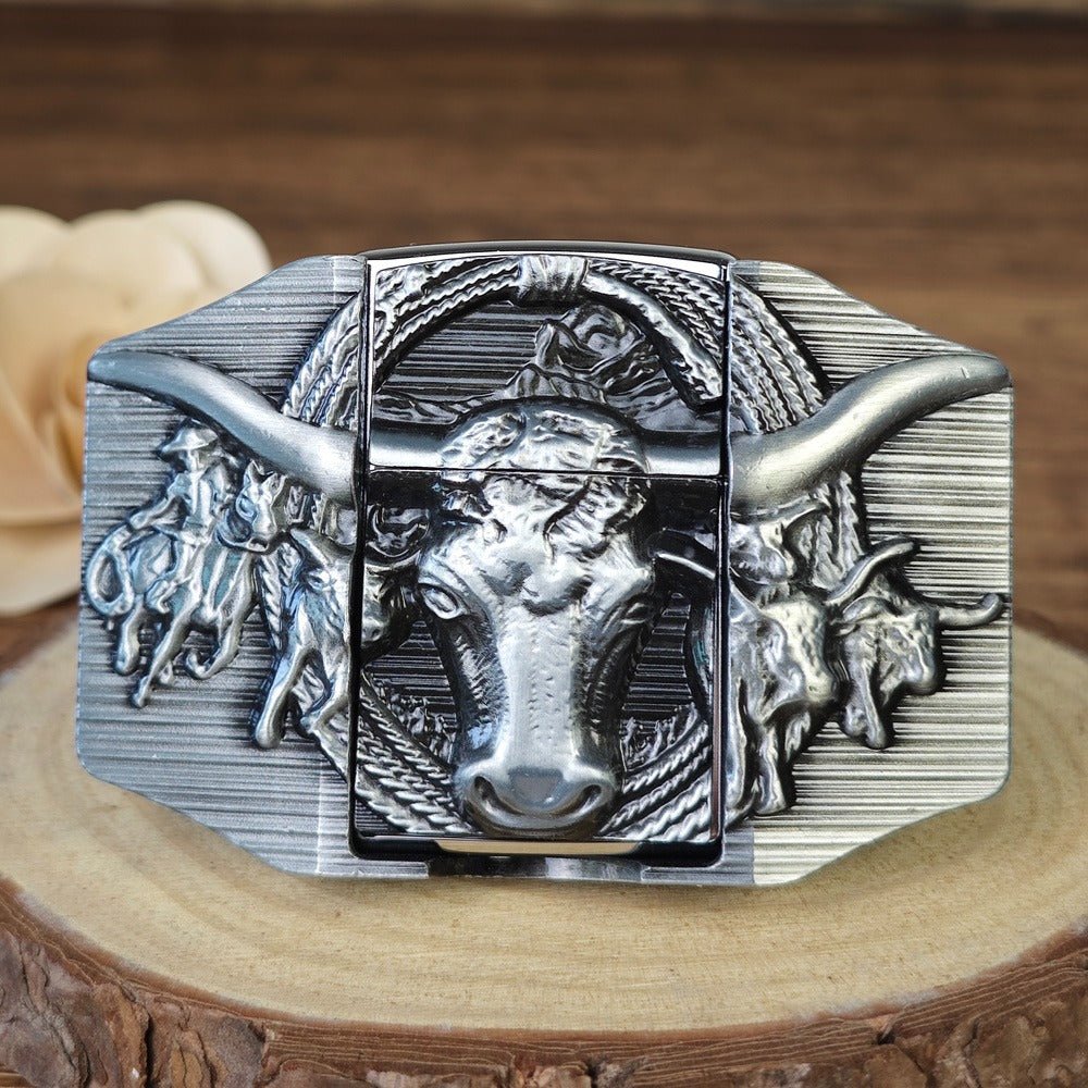 Belt Buckle with Lighter - CowderryBelt BucklesLonghorn Silver