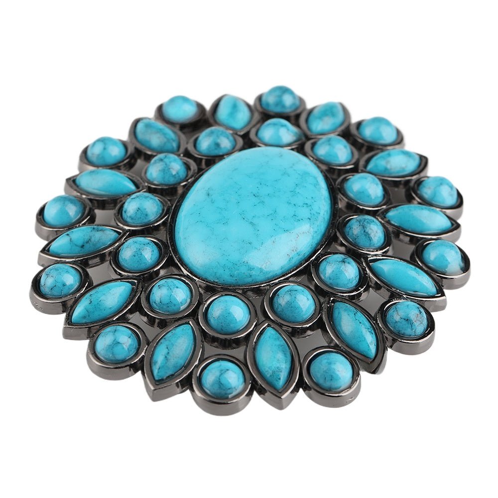 Boho Turquoise Cluster Western Belt Buckle - CowderryBelt Buckles