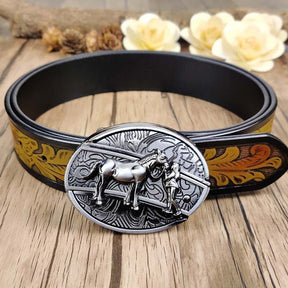 Cool Belt Buckle With Cowboy Country Utility Belt - CowderryBeltCowgirl