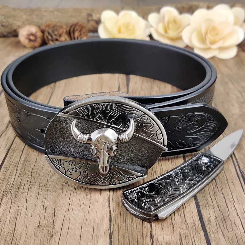 Geniune Leather Belts with unique belt buckles. Western Floral Genuine Leather Tooled Belt for Men Women  main image 3