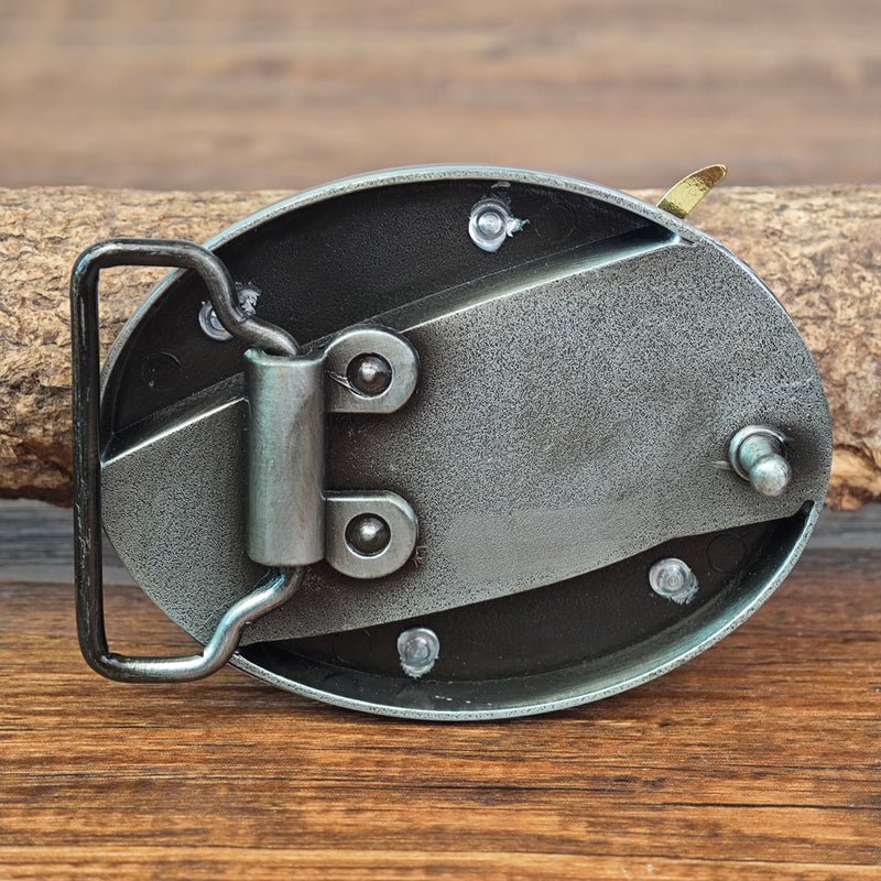 Country Leather Longhorn Belt with Antique Silver Cowboy Buckle - CowderryBeltsGold Longhorn