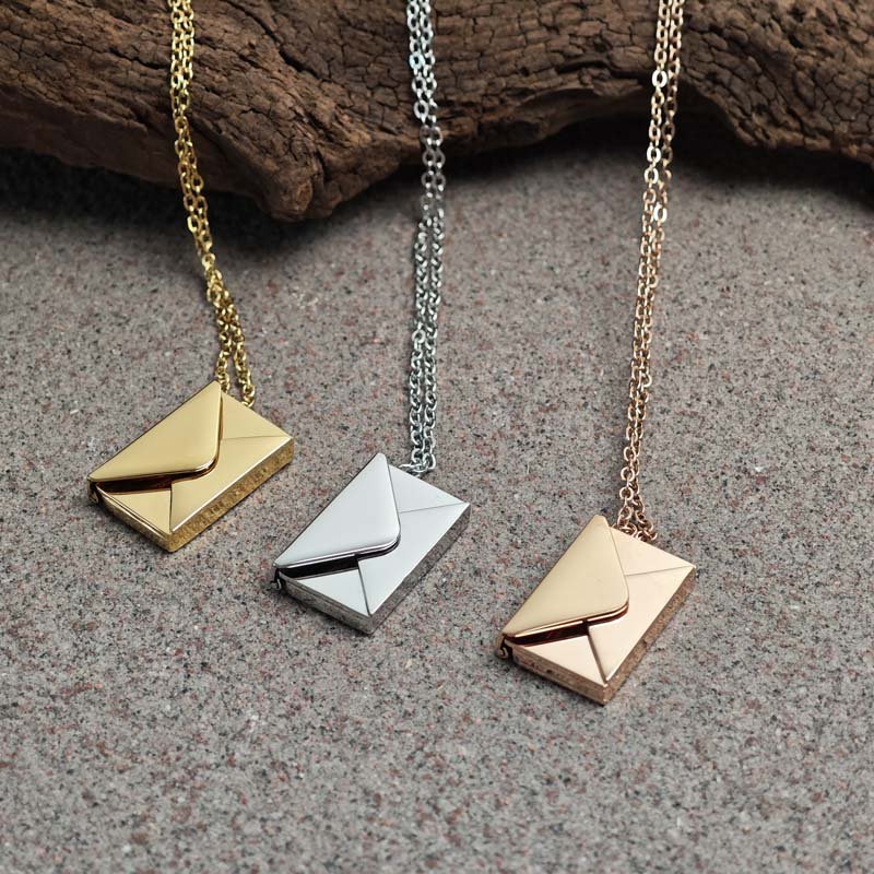 Custom Love Letter Envelope Necklace - CowderryNecklacesGold