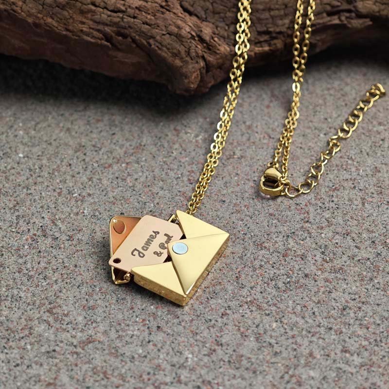 Custom Love Letter Envelope Necklace - CowderryNecklacesGold