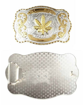 Customized Engraved Name - Big Gold Belt Buckle - CowderryBelt BuckleLeaf