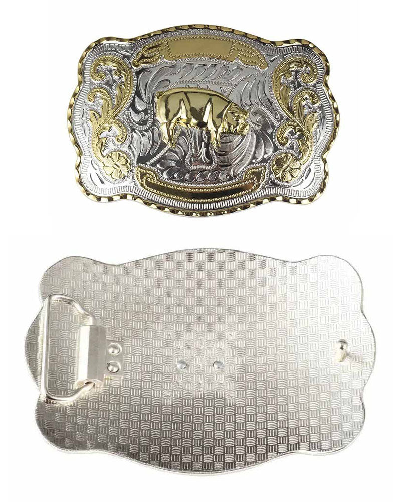 Customized Engraved Name - Big Gold Belt Buckle - CowderryBelt BucklePig