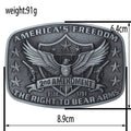 Eagle Tooled Leather Belt 2nd Amendment Patriot Buckle - CowderryBeltsAntique Silver